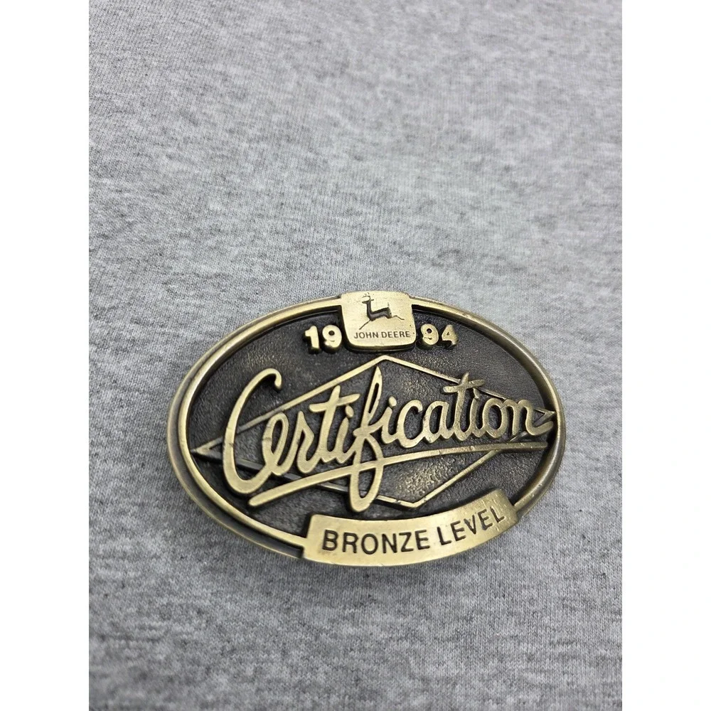 Vintage 1994 John Deere Bronze Level Certification Solid Brass Belt Buckle